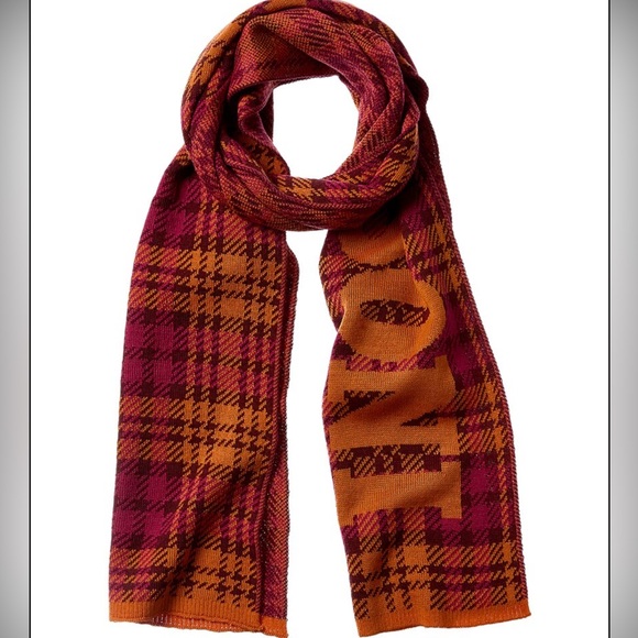Missoni Checkered Knit Scarf in Burgundy and Mustard